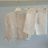 Stripes Shirt & Leo White Shorts Set