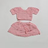 Baby Pink Crochet Top & Skirt