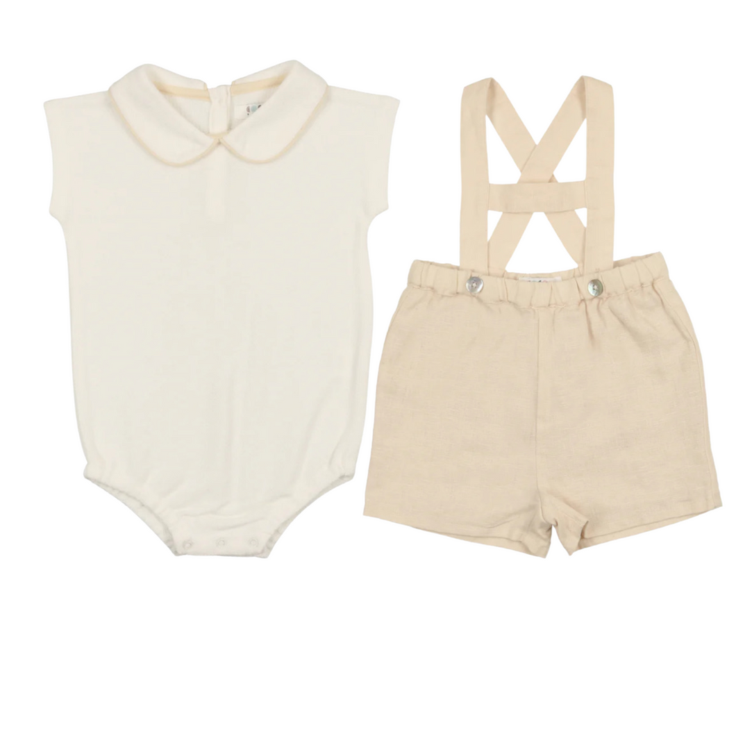 Cream Linen Overall set