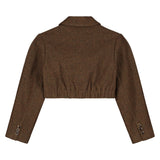 Nora Cropped Blazer| Brown Melange