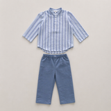 Adamo Linen Stripe Shirt | Blue