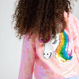 Pretty in Pink Unicorn Sequin Bomber