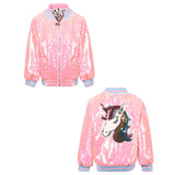 Pretty in Pink Unicorn Sequin Bomber