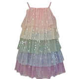 Rainbow Sequin Tiered Dress