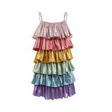 Rainbow Metallic Tiers Dress