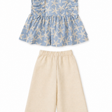 Blouse & Pant Set | Blue/Sand
