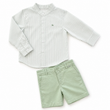 Striped Shirt & Short Set | Sea Green