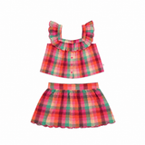 Didi Top & Sara Skirt Set | Fuchsia Multi Check