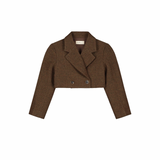 Nora Cropped Blazer| Brown Melange