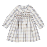 Rachel Dress | Beige Navy Tartan