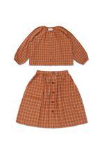 Load image into Gallery viewer, Peasant Blouse and Quilted Skirt - Burnt Orange Plaid
