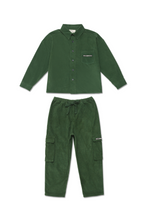 Load image into Gallery viewer, Button Down Shirt Cargo Cord Pants Set - Forest Green
