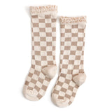 Checkered Lace Top Knee High Socks