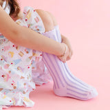 Striped Scalloped Knee High Socks