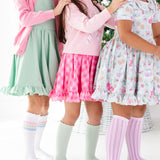 Striped Scalloped Knee High Socks