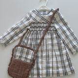 Rachel Dress | Beige Navy Tartan