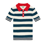 Striped Rib Polo | Ecru/Ocean