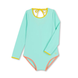 Kim Turquoise Long Sleeve Swimsuit