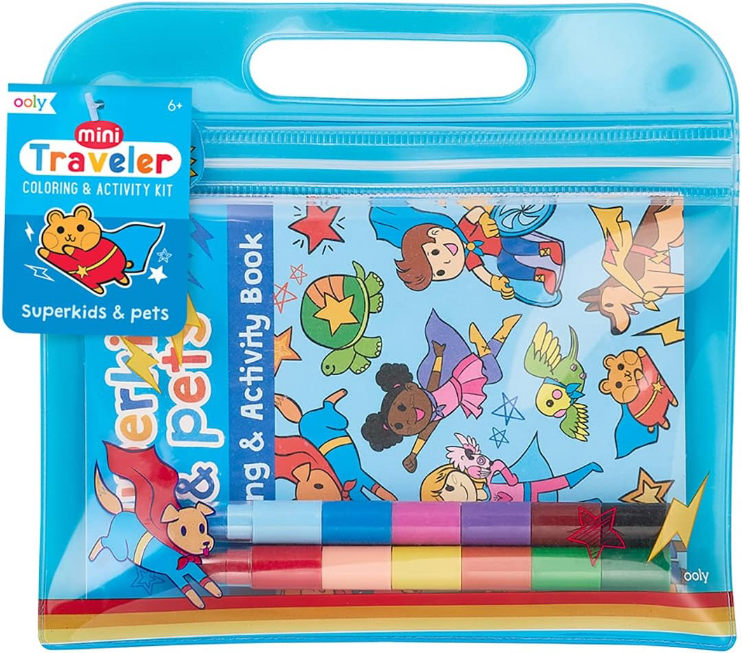 Mini Traveler Coloring & Activity Kit - Super Kids & Pets