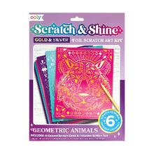 Load image into Gallery viewer, Scratch and shine foil scratch art kit - Geometric animals
