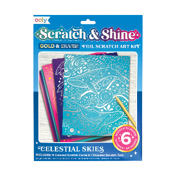 Scratch and Shine Foil Scratch Art Kit - Celestial Skies