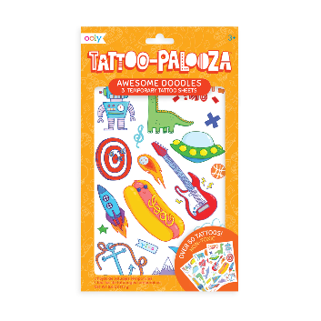 Tattoo-Palooza Temporary Tattoos - Awesome Doodles - 3 Sheets