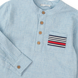 Shirt & Stripe Short Set| Blue