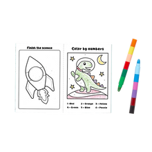 Load image into Gallery viewer, Mini Traveler Coloring and Activity Kit - Dinosaurs in Space
