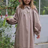 Taupe Popeline Embroidered Dress