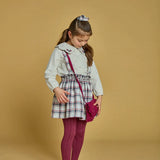 Louise, jupe and top smockée en tartan marine/bordeaux set