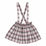 Louise, jupe and top smockée en tartan marine/bordeaux set