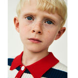 Striped Rib Polo | Ecru/Ocean