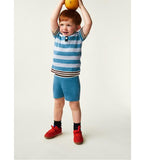 Striped Rib Polo | Sea/Pale Blue