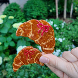 Hand-Painted Mini Bow Croissant Claw Hair Clip