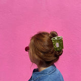 Hand-Painted Matcha Claw Hair Clip