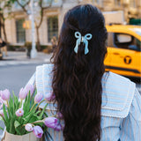 Hand-Painted Coquette Bow Claw Hair Clip | Grey