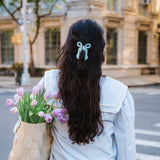 Hand-Painted Coquette Bow Claw Hair Clip | Grey