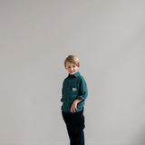 Scott Shirt | Seafoam Green Navy Blue