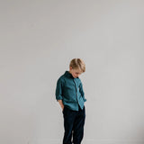 Scott Shirt | Seafoam Green Navy Blue