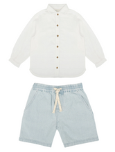 Load image into Gallery viewer, Shell Shirt - Off White &amp; Knox Shorts - Light Wash Set
