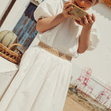 Bordalo Embroidered Midi Skirt | Ecru Ochre