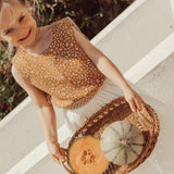 Louise Reversible Vest | Caramel Green Flower