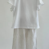 LAMPEDUSA White Top & Roma Stripes Trousers Set