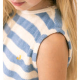 Eve Sleeveless T-shirt | Water Blue Off White Stripe