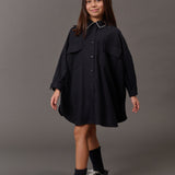 DOUUOD Abito Disinvolto flannel shirt-dress in blu notte - campaign