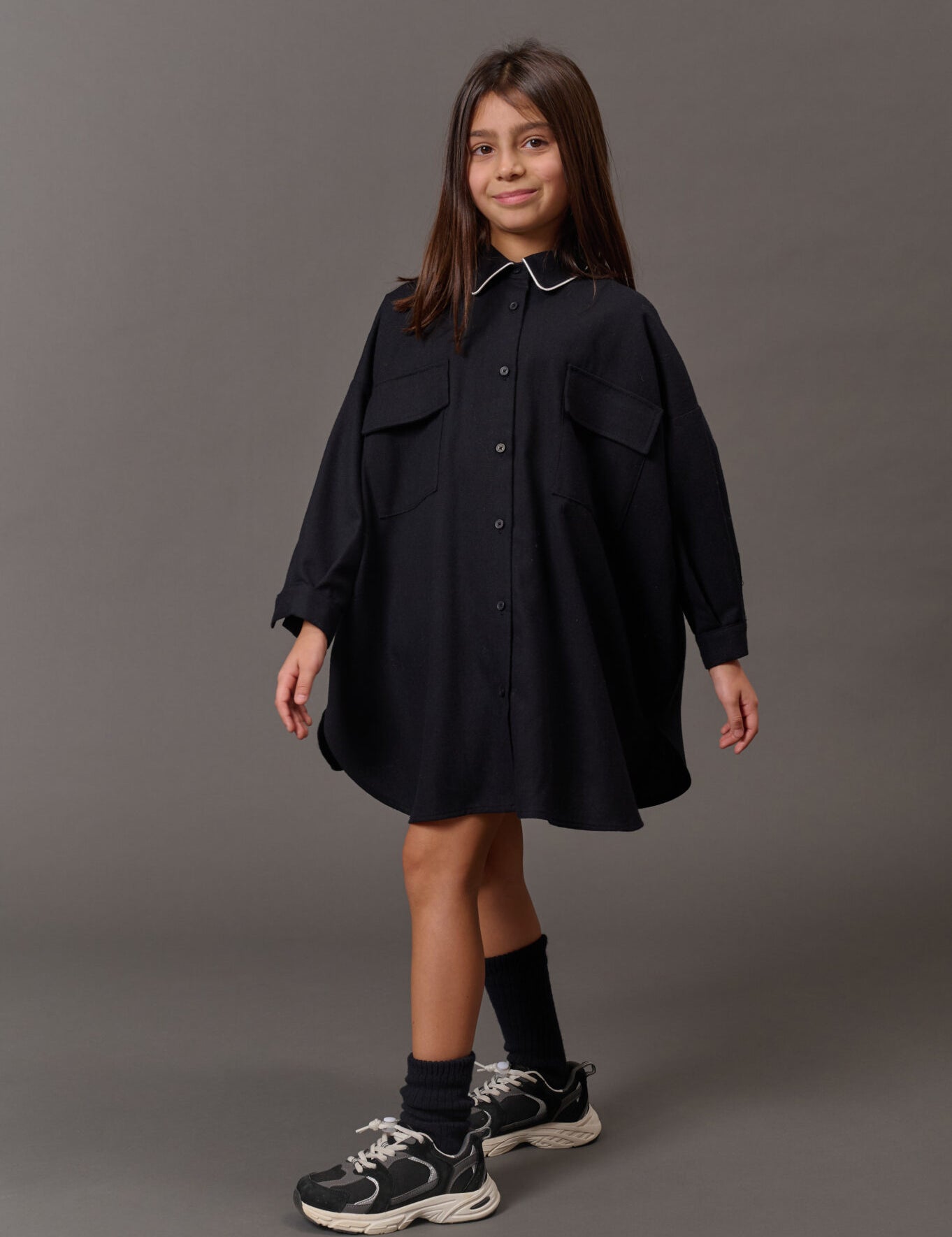 DOUUOD Abito Disinvolto flannel shirt-dress in blu notte - campaign