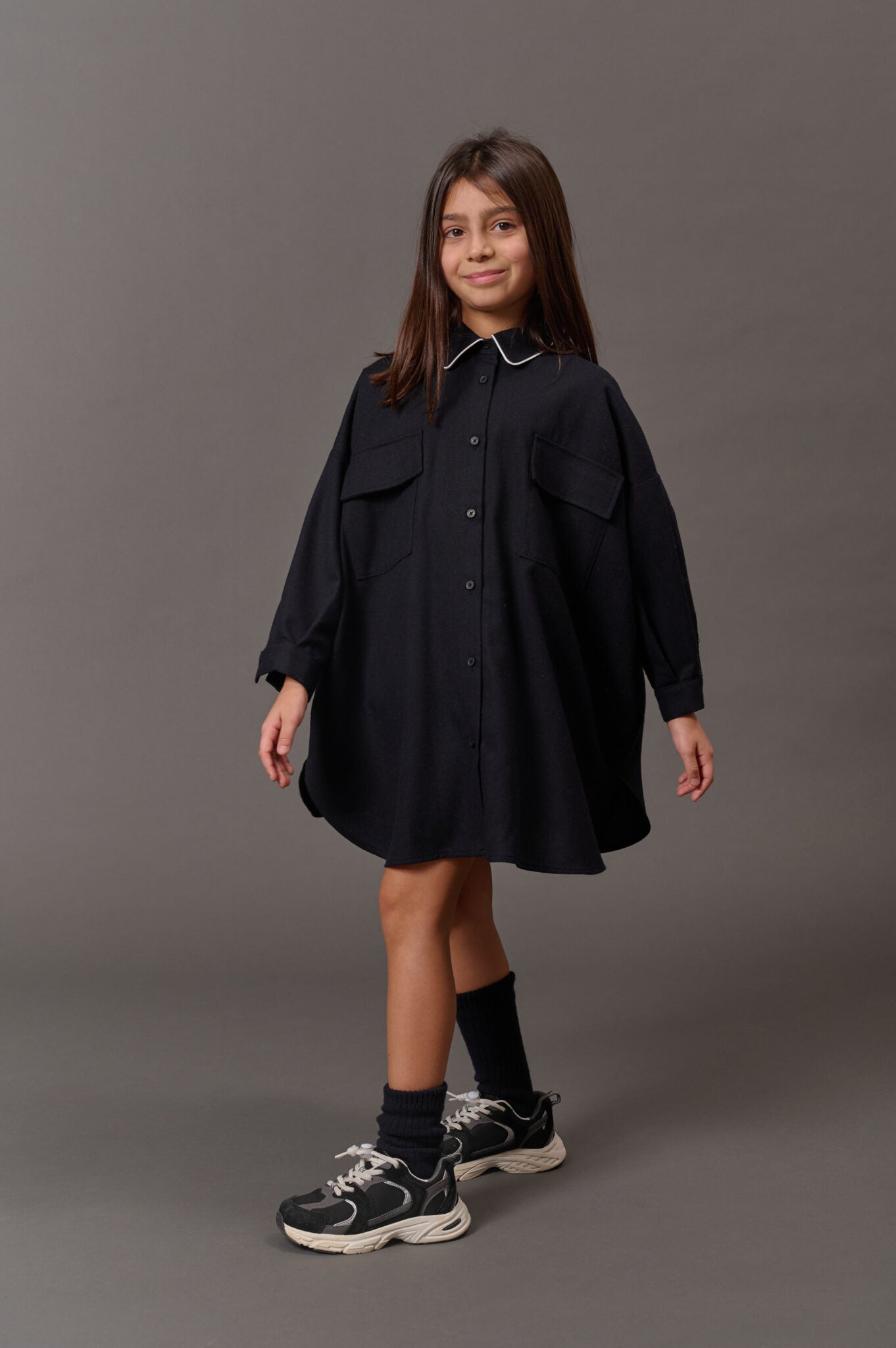 DOUUOD Abito Disinvolto flannel shirt-dress in blu notte - campaign