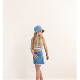 Eve Sleeveless T-shirt | Water Blue Off White Stripe