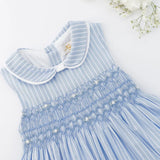 Maud Smocked Dress | Blue Stripes