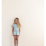 Lola Top & Lara Short Set | Fresh Green Blossom Pink
